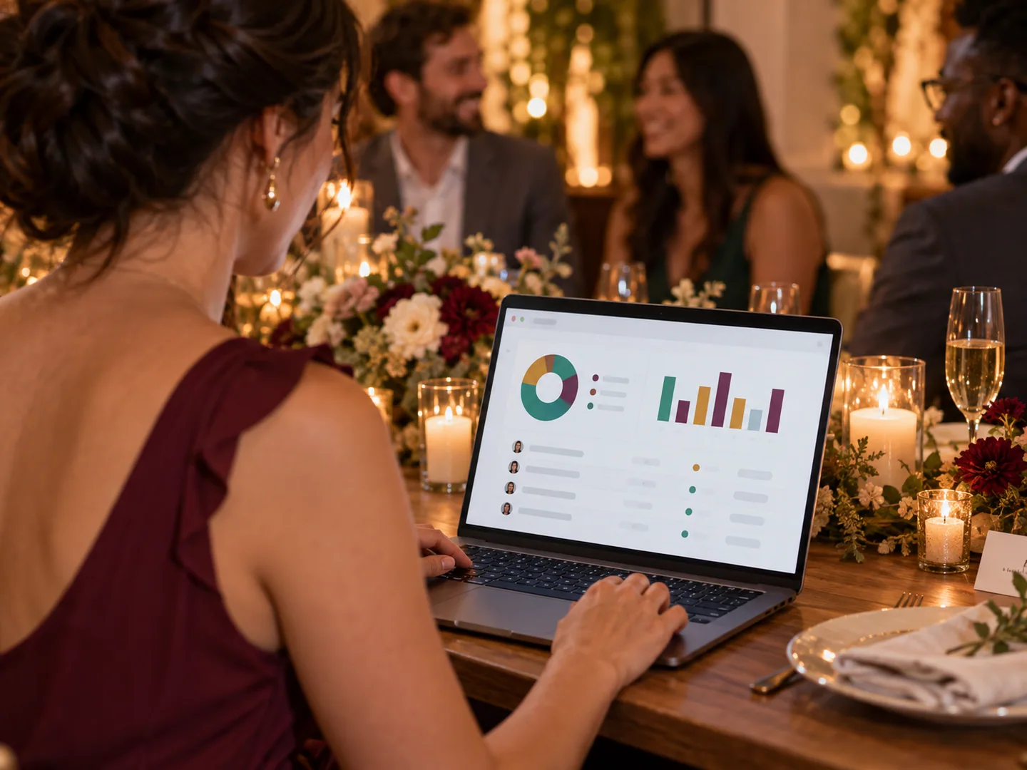 A host checking guest replies while preparing an event