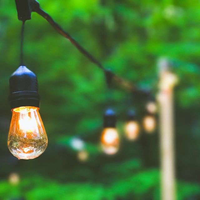 Warm string lights ready for a celebration